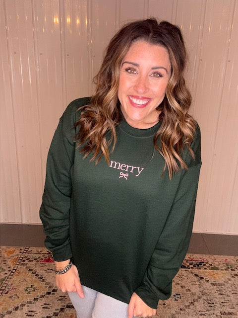 Green "Merry" Sweatshirt