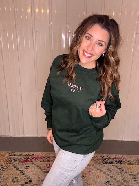 Green "Merry" Sweatshirt