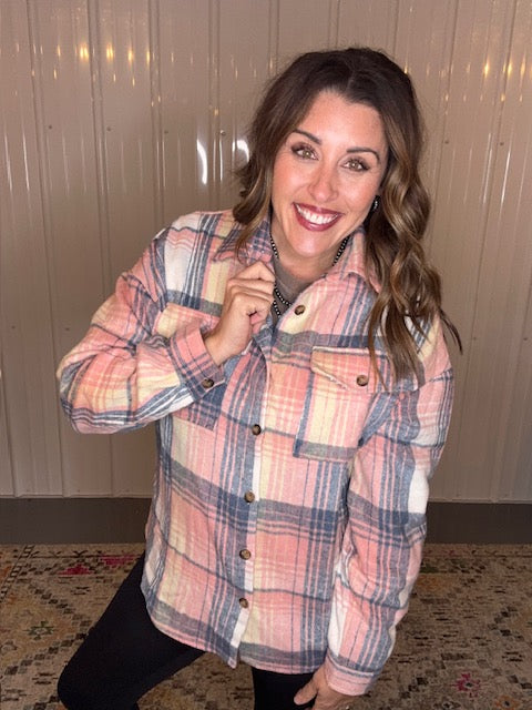 Addison Plaid Flap Pockets Shacket